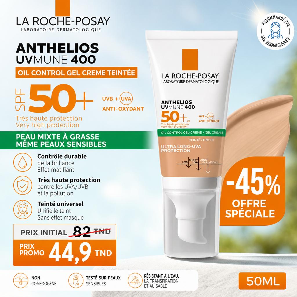 La Roche Posay Anthelios Gel Creme Toucher Sec Anti Brillance Teinté Spf50+ 50ml