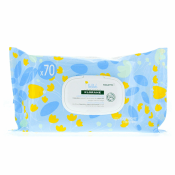 KLORANE Bébé Lingettes Epaisses Nettoyantes 70 lingettes