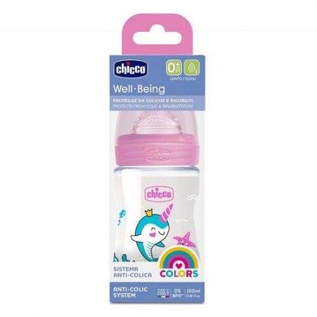 CHICCO BIBERON WELL-BEING EN POLYPROPYLÈNE Rose 150 ML