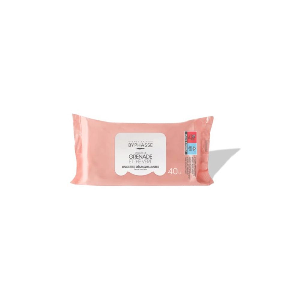 BYPHASSE LINGETTES DEMAQUILLANTES GRENADE ET THE VERT BT/40