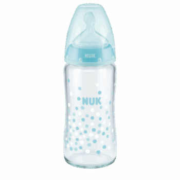 NUK BIBERON EN VERRE FIRST CHOICE bleu 0-6 MOIS 240ML