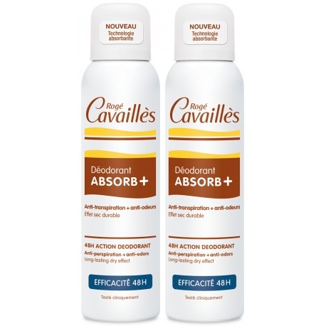 ROGE CAVAILLES DUO Déo Absorb+ Efficacité 48h Spray LOT 2 ,150ml