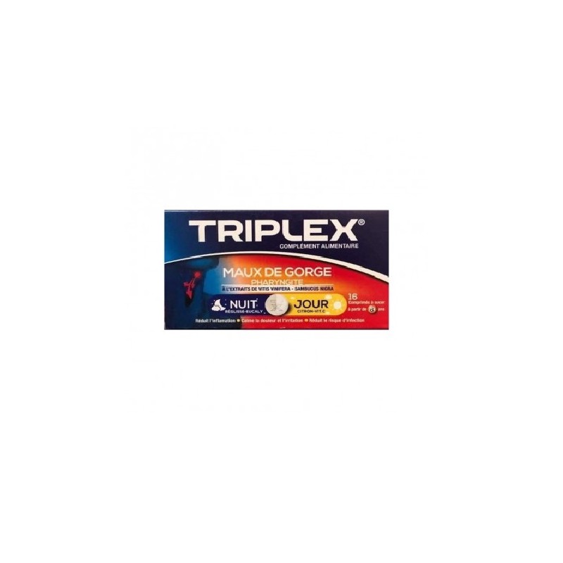 TRIPLEX MAUX DE GORGE JOUR ET NUIT 16 COMPRIMES