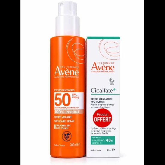 Avène Spray Solaire Invisible SPF50+ Adulte 200ml + Cicalfate Crème Réparatrice 40ml Offerte