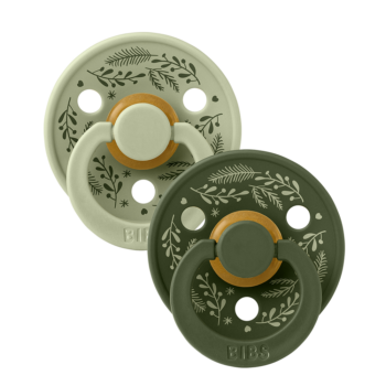 BIBS SUCETTE COLOUR RUBBER HUNTER-GREEN 0-6 MOIS LOT DE 2