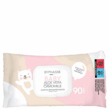 BYPHASSE LINGETTES BÉBÉ ALOE VERA ET CAMOMILLE 90 UNITÉS