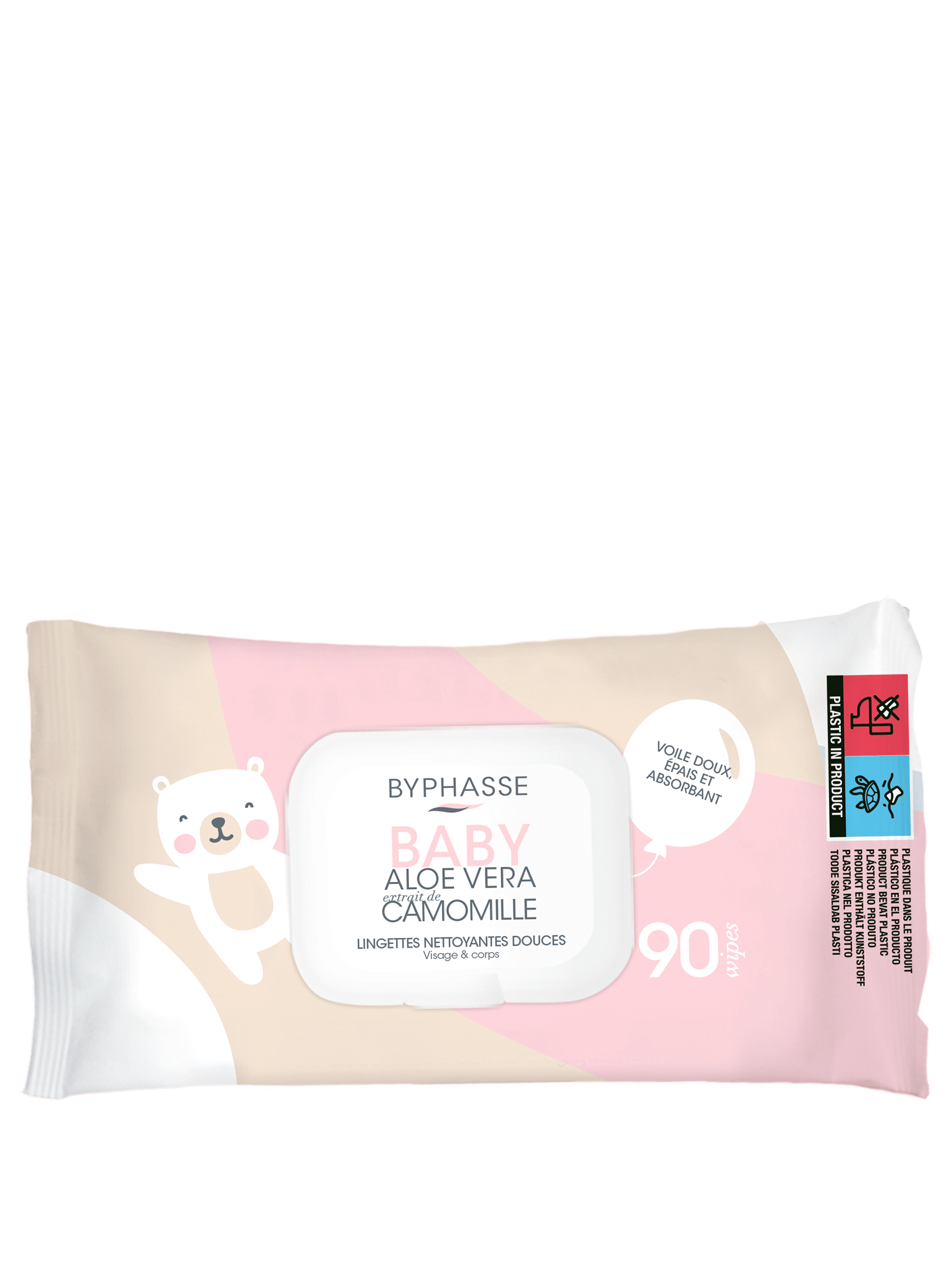 BYPHASSE LINGETTES BÉBÉ ALOE VERA ET CAMOMILLE 90 UNITÉS
