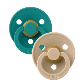 BIBS SUCETTE COLOUR RUBBER TAUPE-SCUBA 0-6 MOIS LOT DE 2