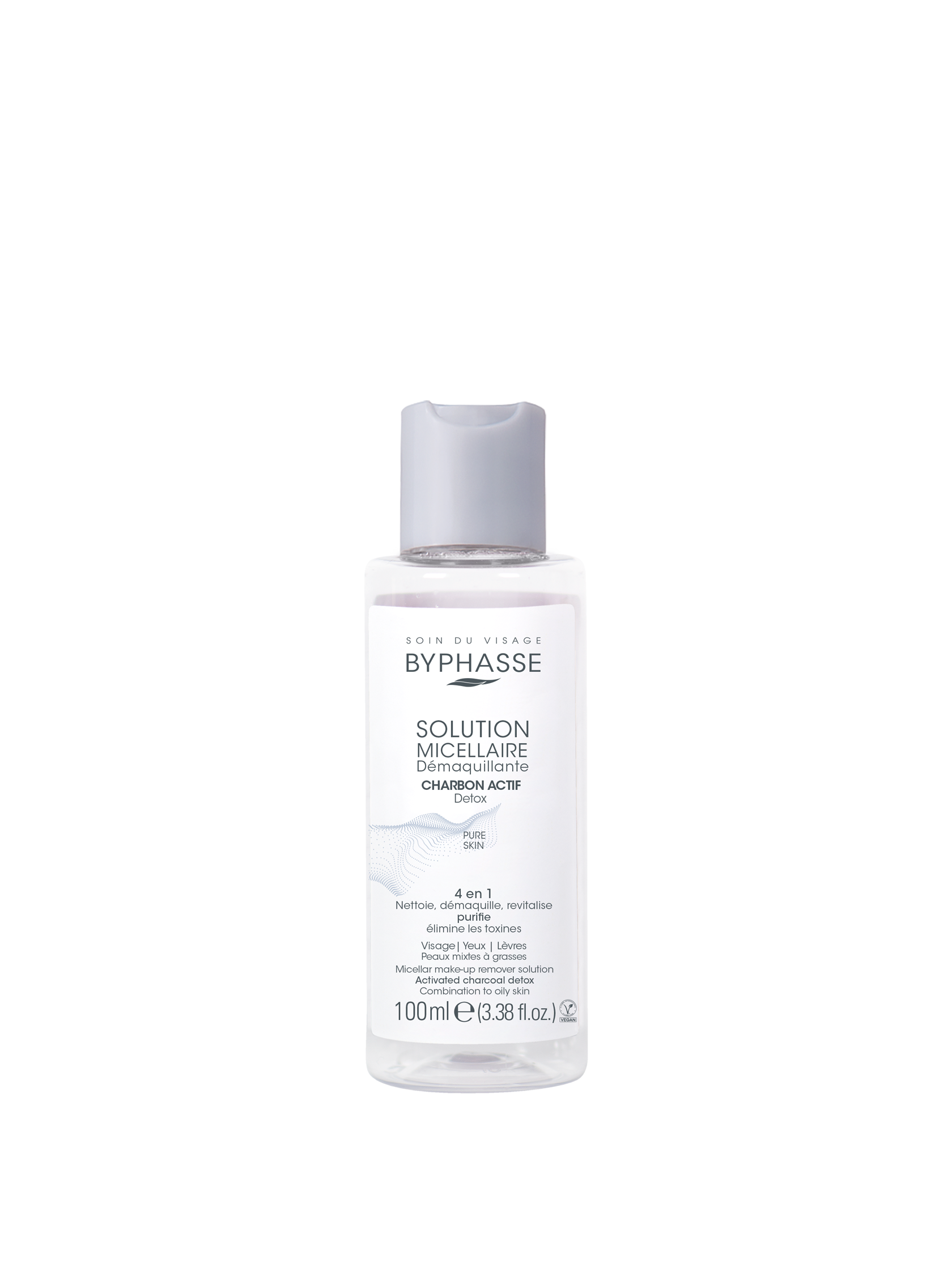 BYPHASSE SOLUTION MICELLAIRE CHARBON ACTIF 4 EN 1 100ML