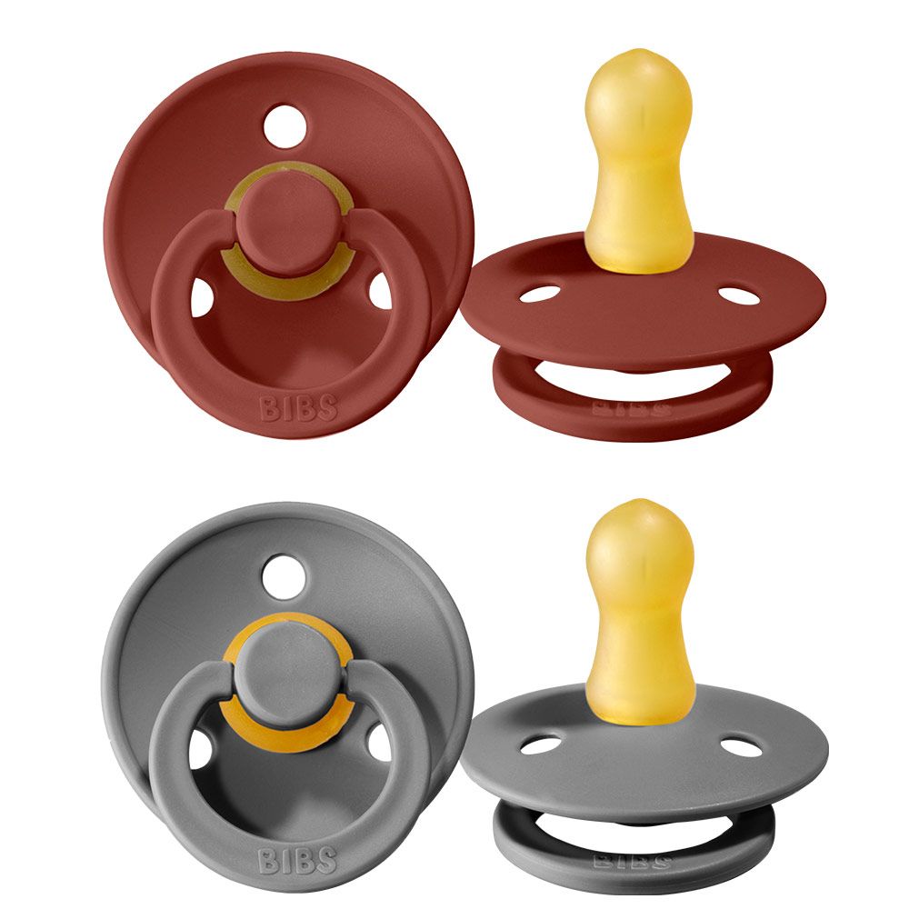 BIBS SUCETTE COLOUR PACIFIER RUST-SMOKE 0-6 MOIS LOT DE 2