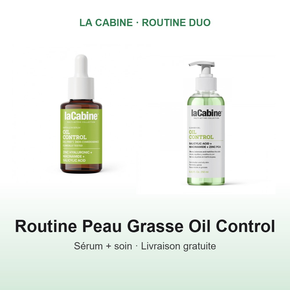 LA CABINE ROUTINE PEAU GRASSE OIL CONTROL – SÉRUM 30ML + GEL NETTOYANT 250ML